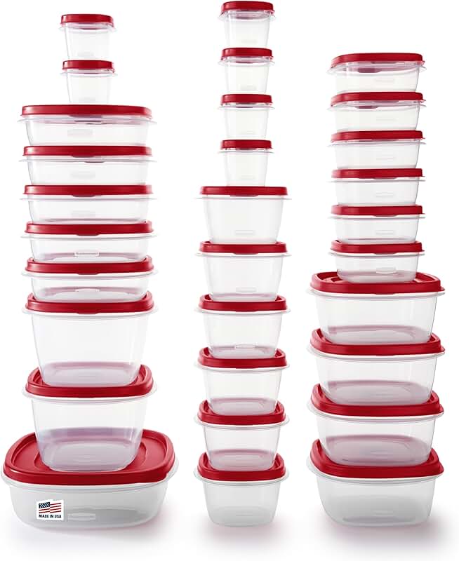 60-Piece Red Food Storage Containers with Lids