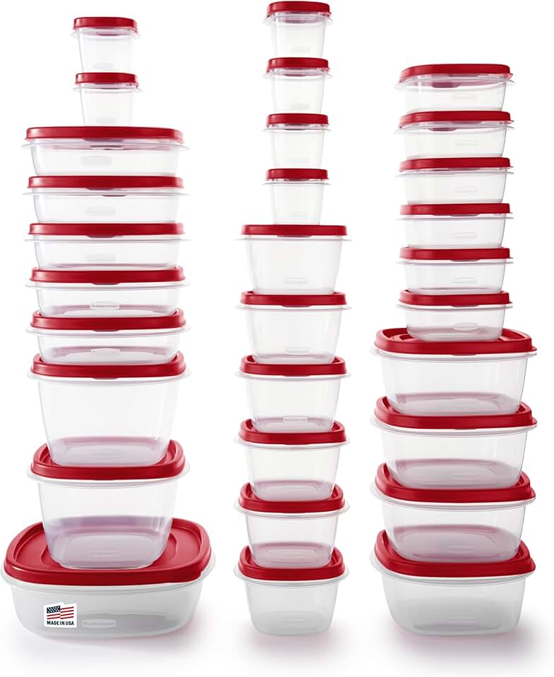 60-Piece Red Food Storage Containers with Lids
