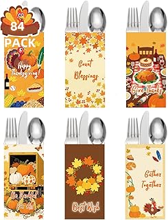 84-Piece Thanksgiving Turkey Utensil Holders Set