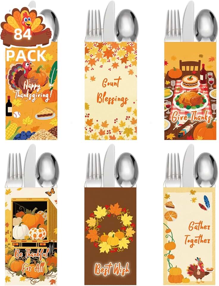 84-Piece Thanksgiving Turkey Utensil Holders Set