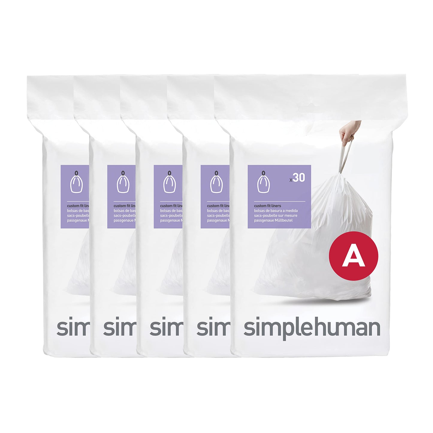 Code A Custom Fit Dr string Trash Bags in Dispenser Packs, 150 Count, 4.5 Liter  1.2 lon, White