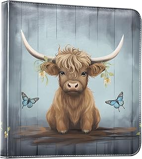 Large Highland Cow and Butterfly Photo Album for 4x6 to 6x8 Pictures