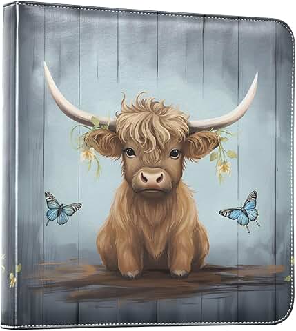 Large Highland Cow and Butterfly Photo Album for 4x6 to 6x8 Pictures