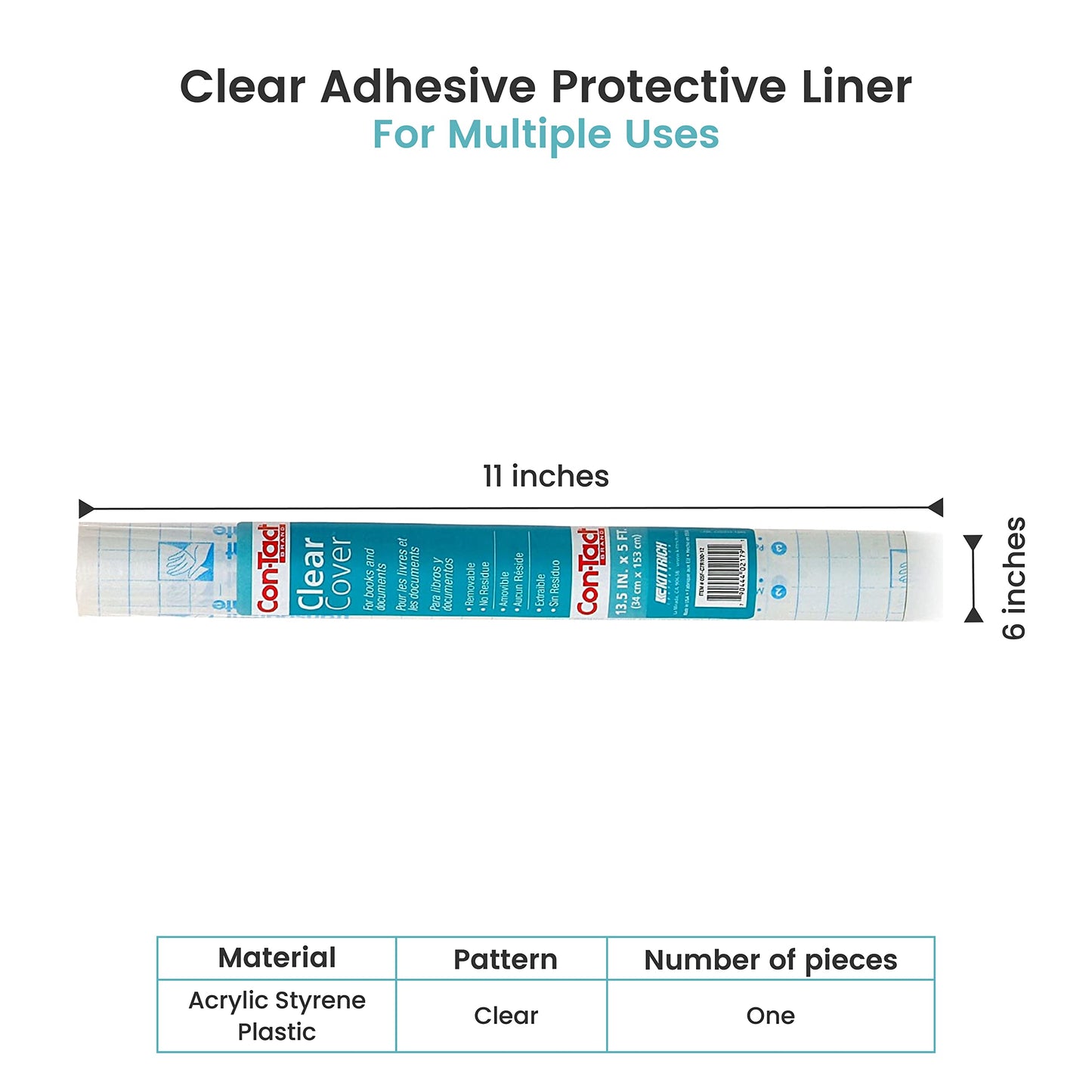 Clear adhesive protective liner for books and documents