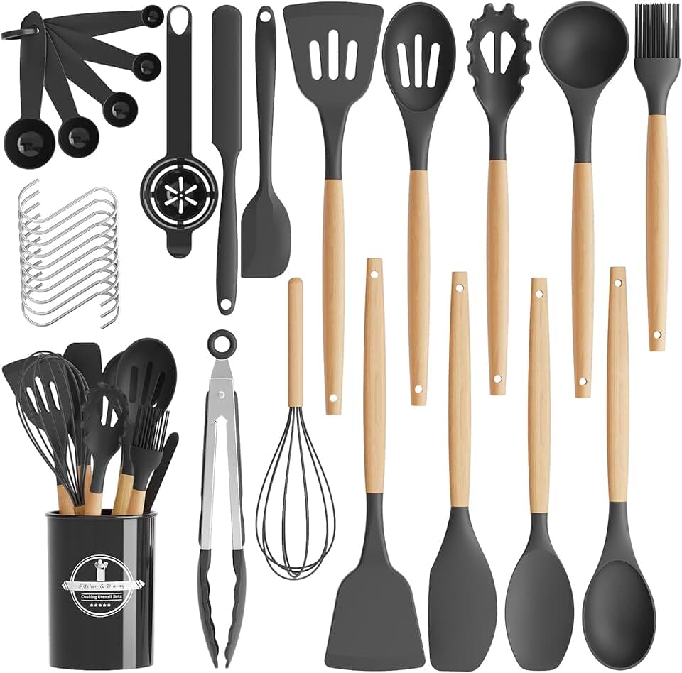 30-Piece Silicone Kitchen Utensil Set with Holder