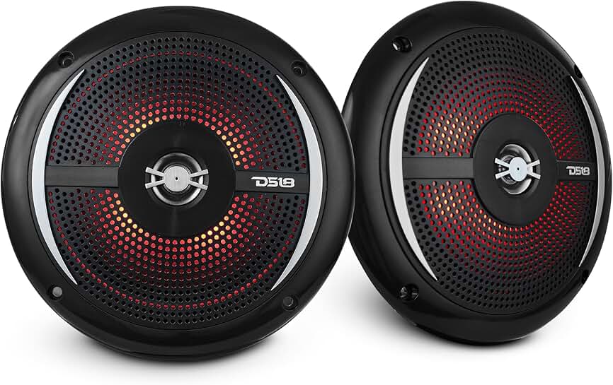 Marine Slim 6.5" 2-Way Speaker Pair with RGB LED