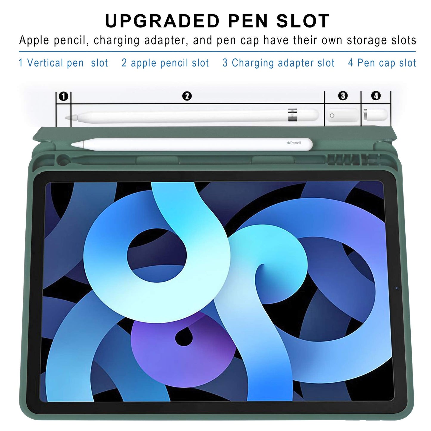 for iPad Air 4 Generation 10.9 Case (2020) / iPad Air 5 Generation 10.9 Case (2022) Auto Wake / Sleep Feature Standing Cover, Green