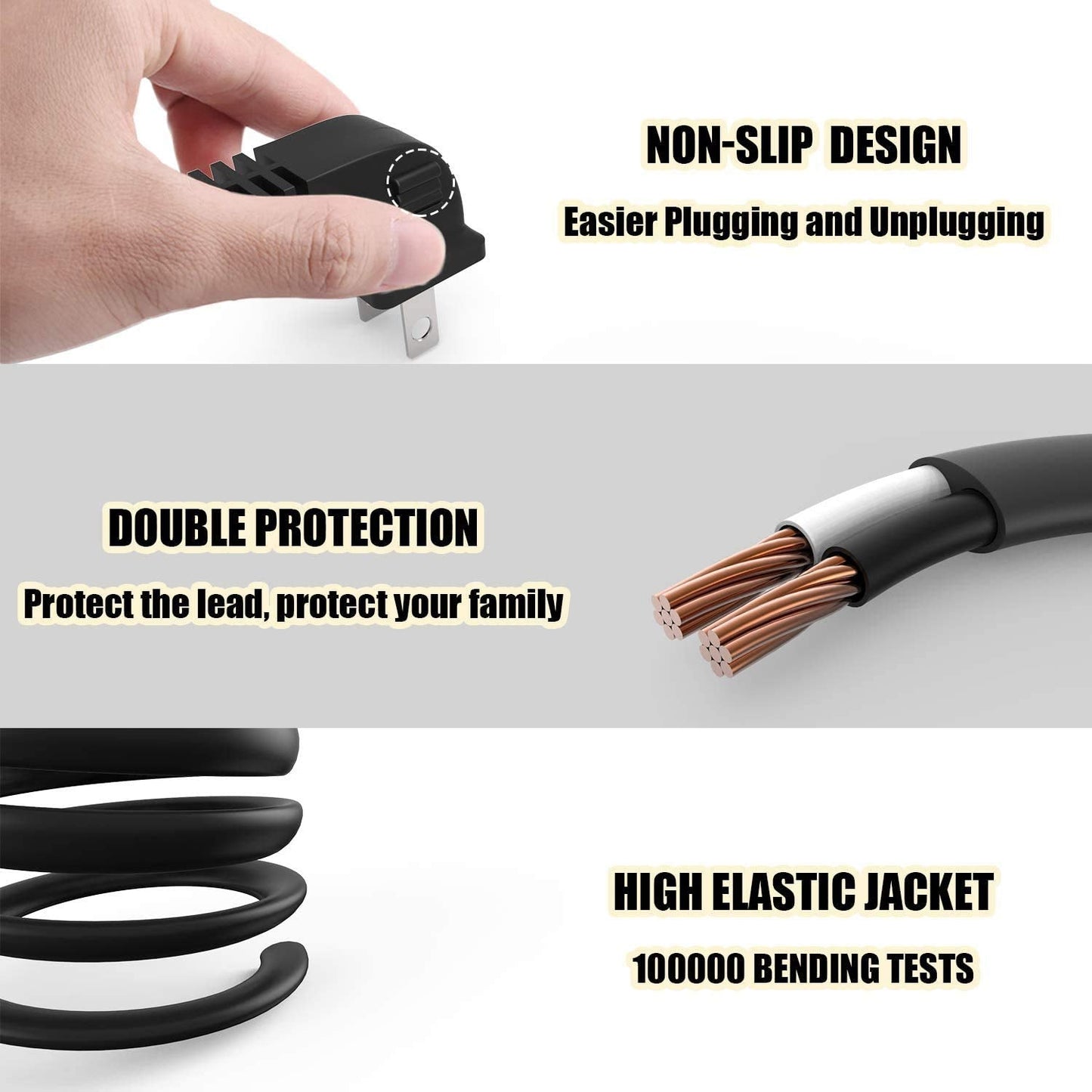 TV Power Cord, 6-Feet 18AWG 90 Degree Angled 2-Prong to L-Shaped C7 Power Cord for Samsung Philips Toshiba LG Sony Sharp Panasonic Vizio LED Flat TV Sky Box, Sky Plus+ HD Box