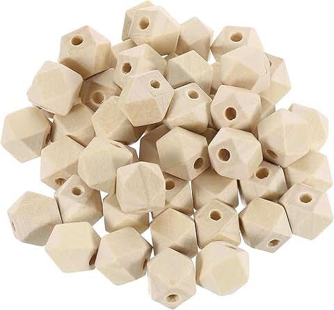 200 Unfinished Geometric Wood Beads for Jewelry and Decor