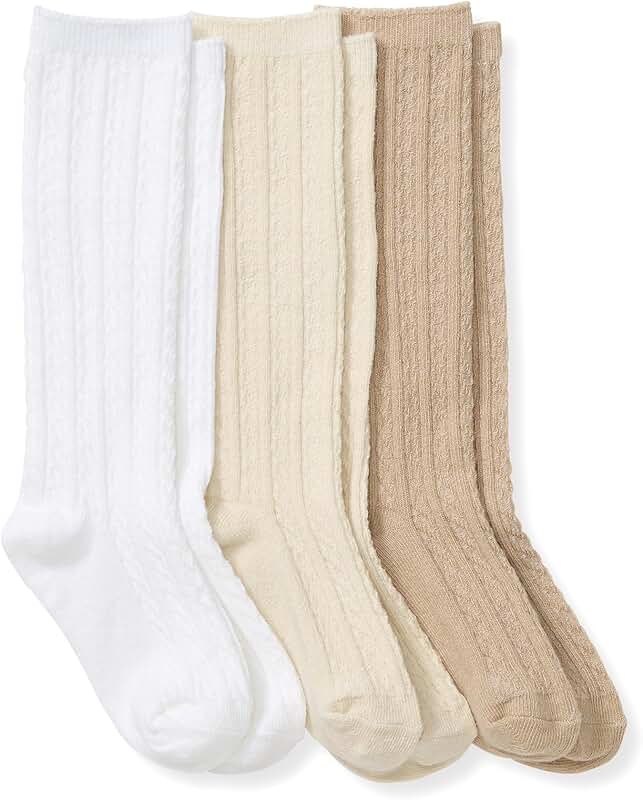 Set of 3 organic cotton knee-high socks for baby girls