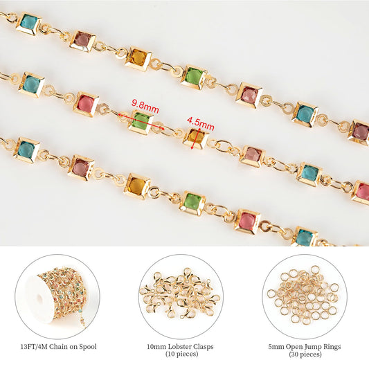 Colorful Rhinestone Jewelry Chain Bulk for DIY Crafts