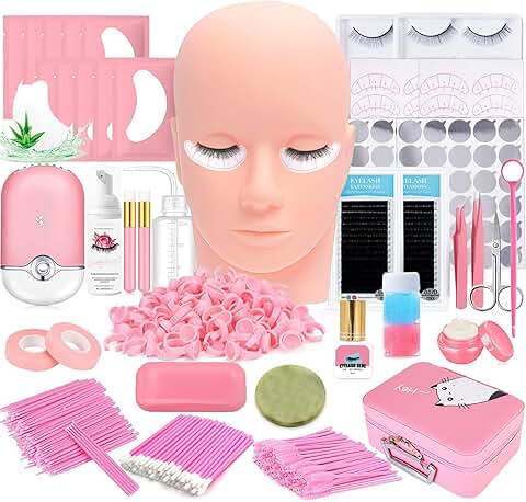 Lash Extension Practice Kit with Mannequin Head and Tools