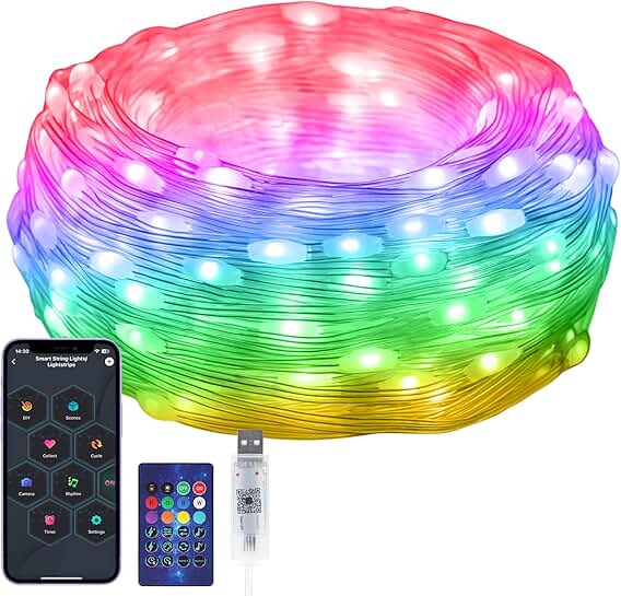 Indoor 16FT Multicolor RGB String Lights with Remote