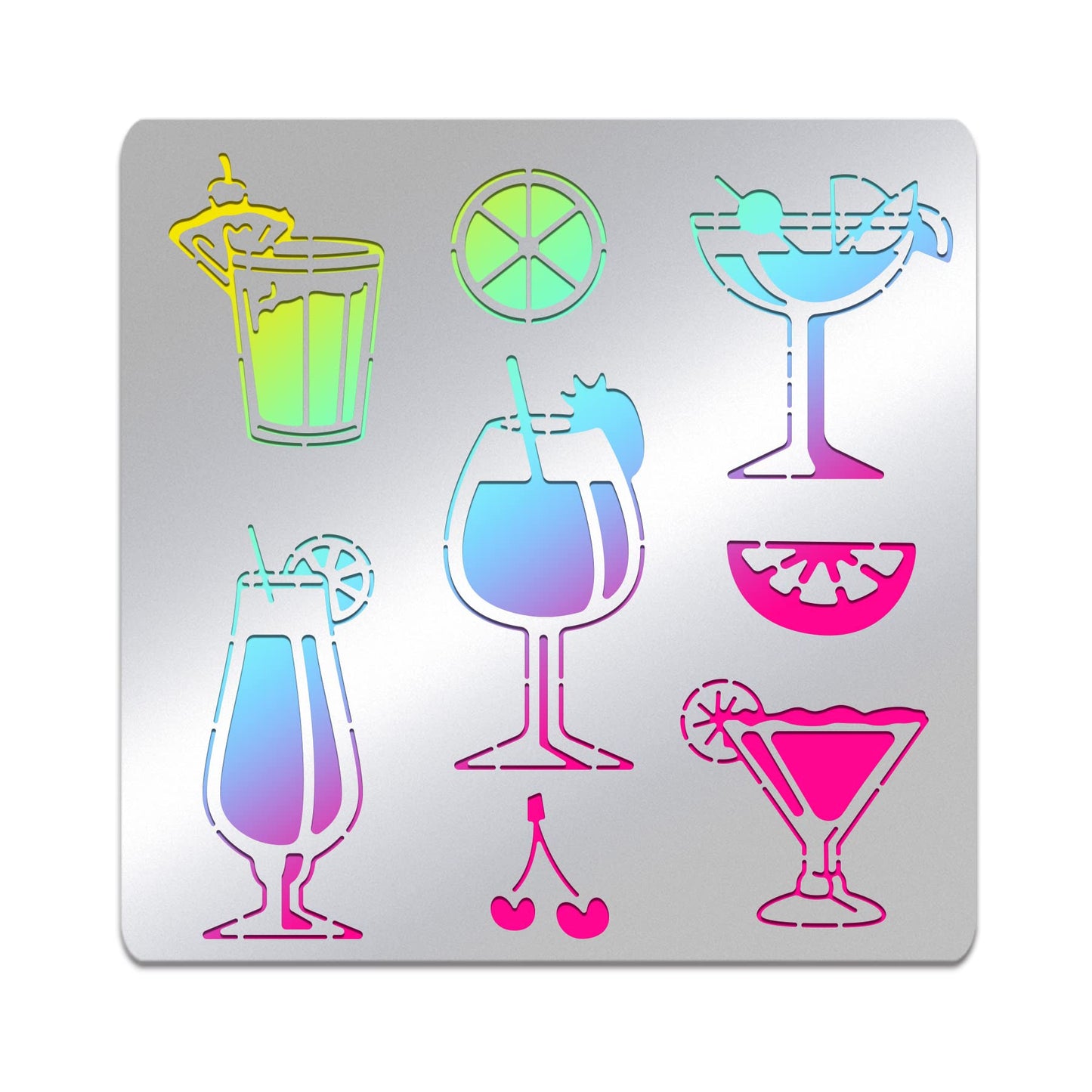 Hawaiian Lemon Cocktail Cup Journal 6x6 inch Metal Stencil