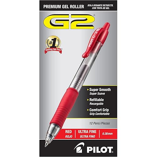 Red Gel Roller Pens, 0.38 mm, Pack of 12