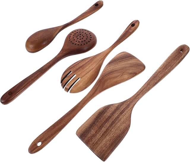 Set of nonstick cooking utensils with spatula, spoon, and salad fork