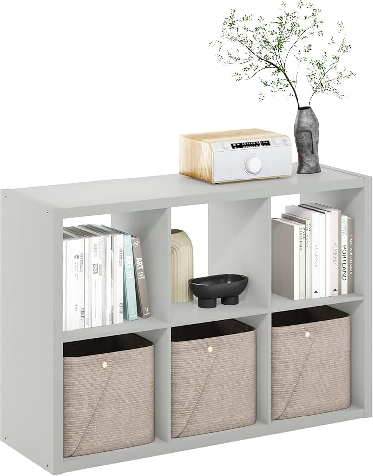 6-Cube Reversible Bookshelf for Living Room and Office