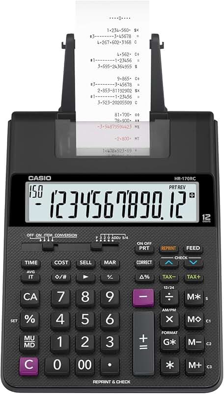 Mini Desktop Printing Calculator for Taxes and Bookkeeping