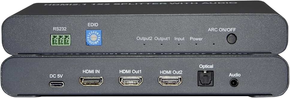 HDMI 2.1 Splitter with Audio Extractor and Outputs