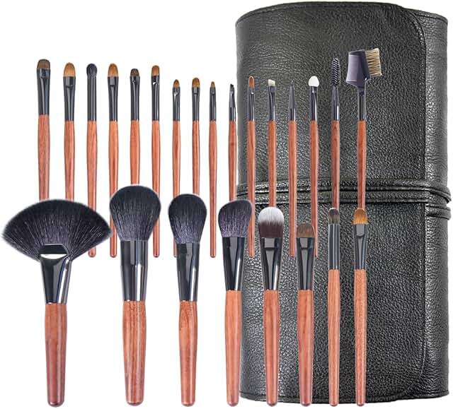 24-Piece Makeup Brush Set with Leather Case