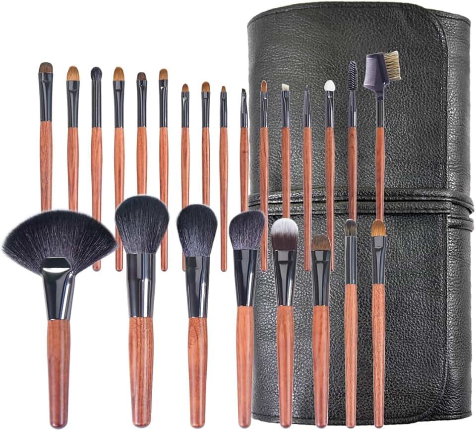 24-Piece Makeup Brush Set with Leather Case