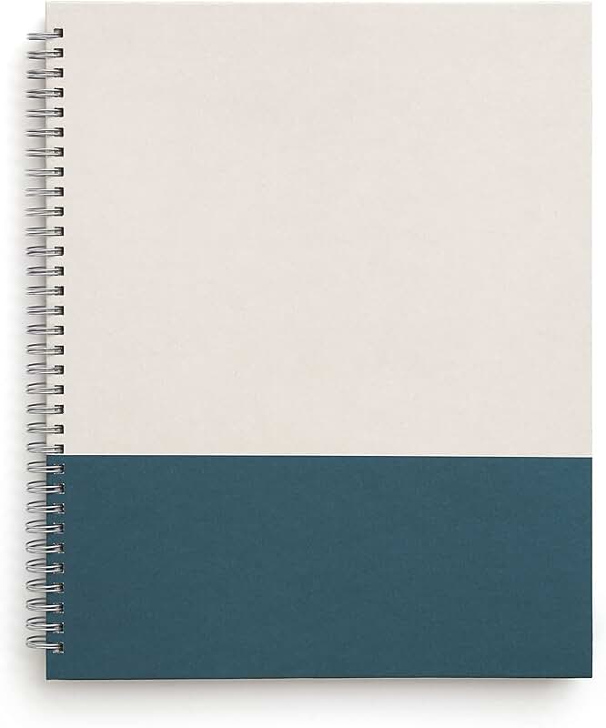 Large Gray and Teal Hard Cover Ruled Notebook