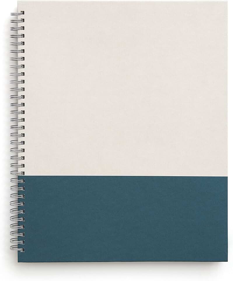 Large Gray and Teal Hard Cover Ruled Notebook