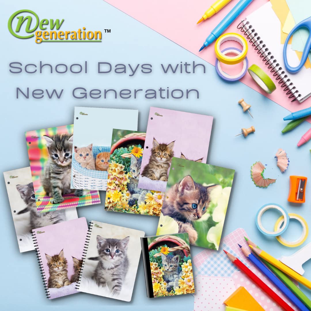 Kitten Design Composition Notebooks, 80 Sheets, 6 Pack