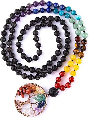108 Mala Beads Necklace with Chakra and Gemstones