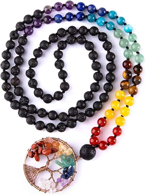 108 Mala Beads Necklace with Chakra and Gemstones