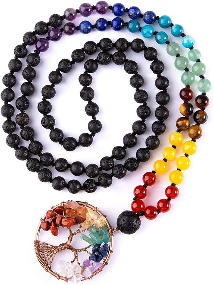 108 Mala Beads Necklace with Chakra and Gemstones