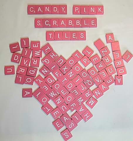 Set of 100 pastel pink wood Scrabble tiles for crafts and messages
