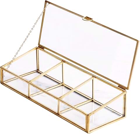 Vintage Clear Glass and Brass Storage Box with Lid