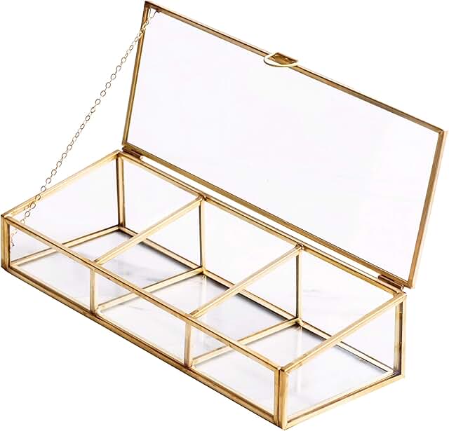 Vintage Clear Glass and Brass Storage Box with Lid