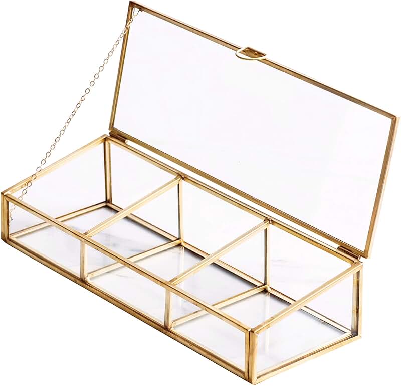 Vintage Clear Glass and Brass Storage Box with Lid
