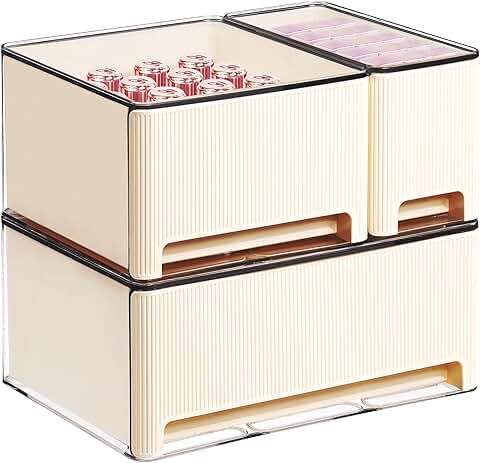 Three-Pack Stackable Plastic Makeup Organizers with Handles