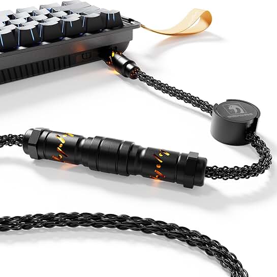 Custom USB C Keyboard Cable with RGB Lighting and Copper Braided Wire