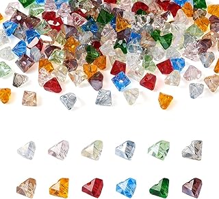 165Pcs Colorful Transparent Triangle Glass Beads for Jewelry Making