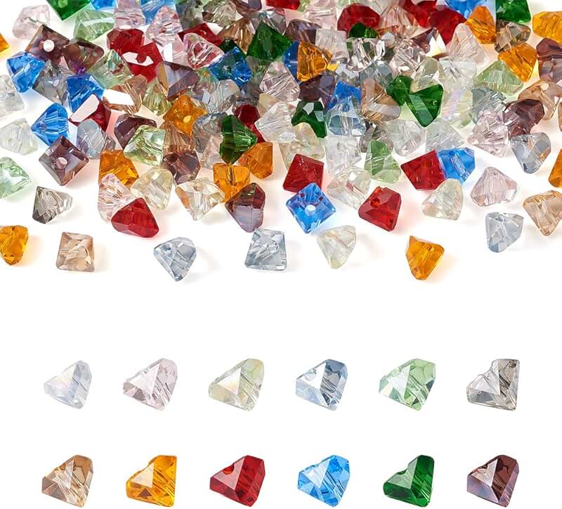 165Pcs Colorful Transparent Triangle Glass Beads for Jewelry Making