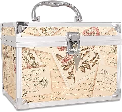 Large Lockable Makeup Train Case with Mirror and Trays