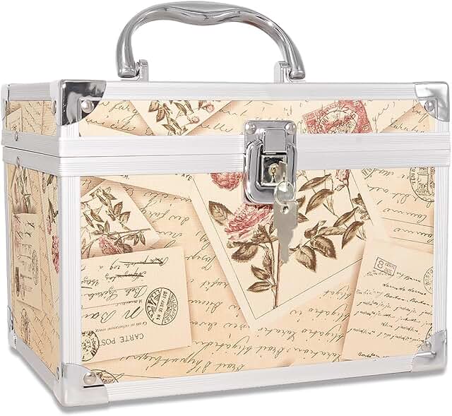 Large Lockable Makeup Train Case with Mirror and Trays