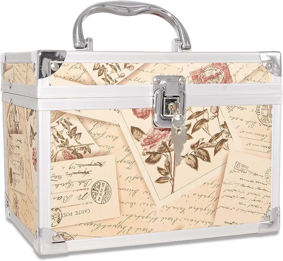 Large Lockable Makeup Train Case with Mirror and Trays