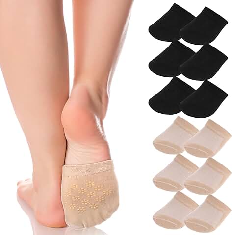 Women's No Show Toe Socks, 6 Pairs