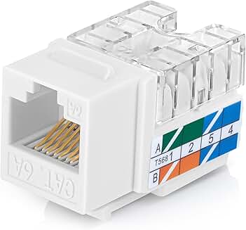 50 White 90° Angled RJ45 Cat6A Keystone Jacks
