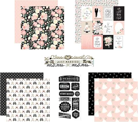 Wedding-themed double-sided scrapbook paper set