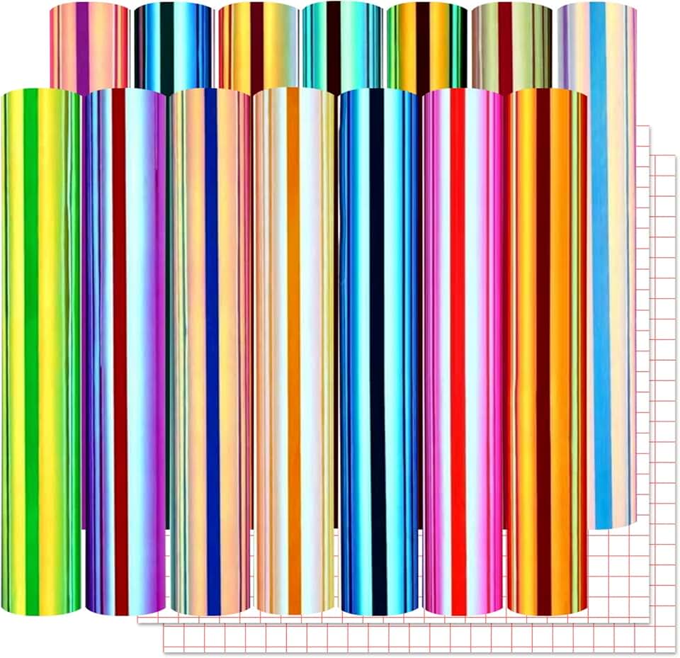 16 Pack Holographic Vinyl Sheets for Crafts and Decor