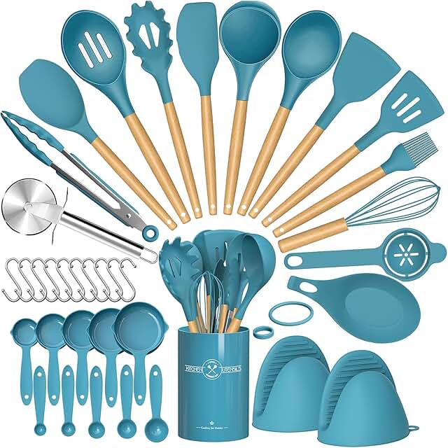 36-Piece Silicone Kitchen Utensil Set with Holder