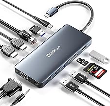 12-in-1 USB C Docking Station with HDMI, VGA, Ethernet, USB-A, SD/TF, Audio, 100W Power