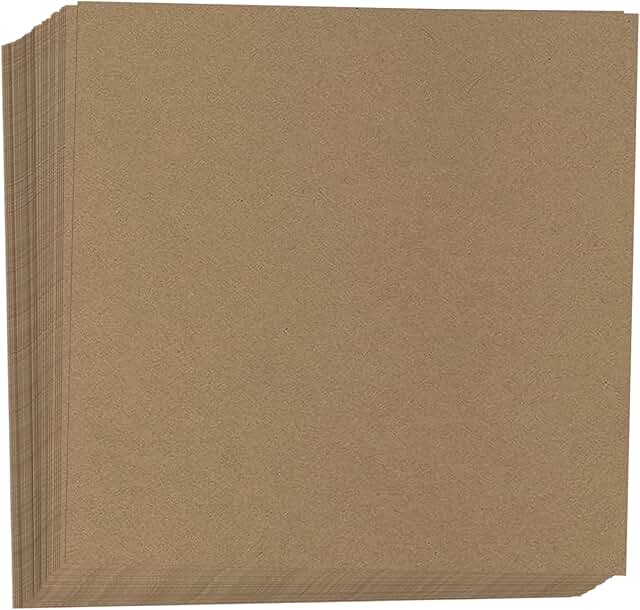 Brown Kraft Cardstock Scrapbook Paper, 8x8, 80 lb, 100 sheets