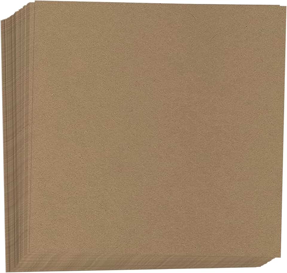 Brown Kraft Cardstock Scrapbook Paper, 8x8, 80 lb, 100 sheets